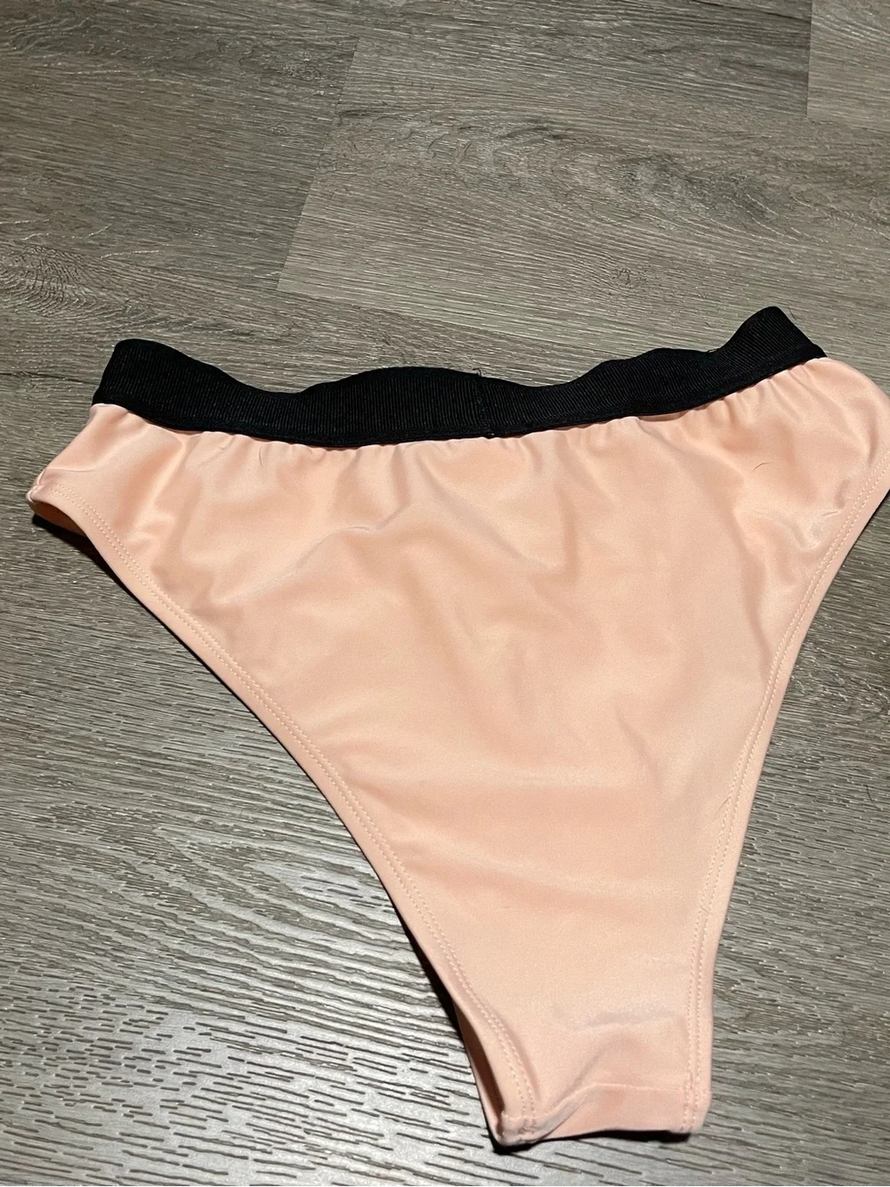 Tom Ford Peach Bikini Bottom with Black Branded Waistband Made In Italy